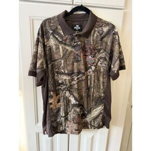 Mossy Oak Break-Up Infinity Camo Polo Shirt Mens L Hunting Outdoors Performance
